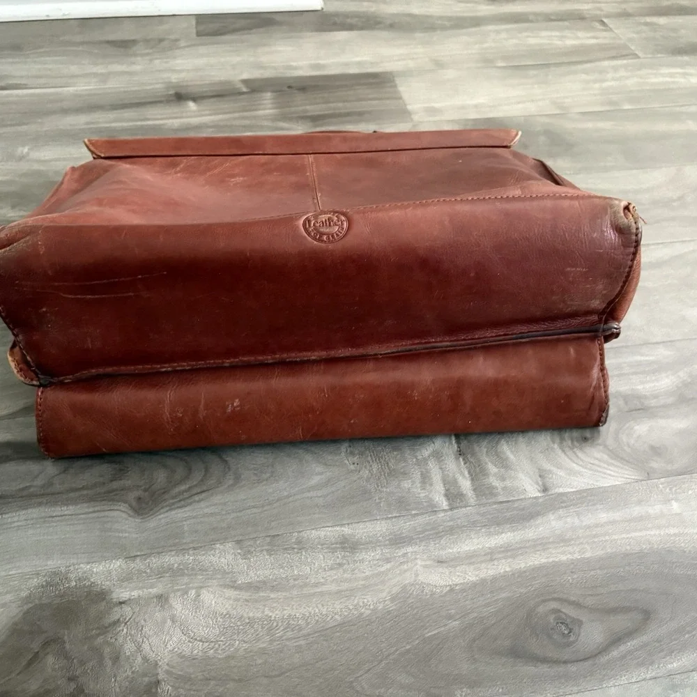 Avenues America‎ Vintage Leather Briefcase Portfolio Messenger Bag brown